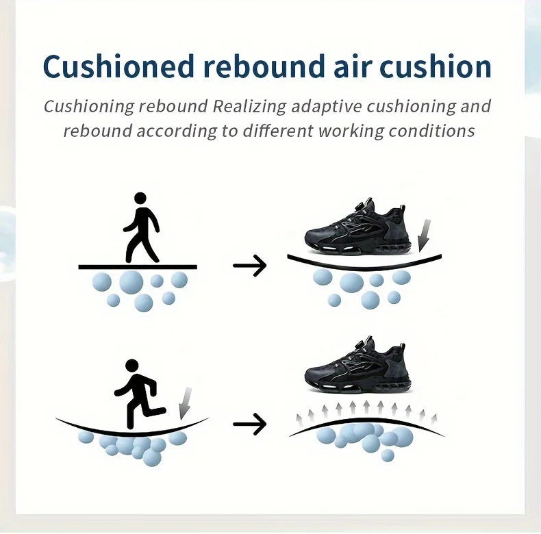 Rotating Button Safety Shoes Men Steel Toe Sneaker Air Cushion Work Shoes Man Puncture Proof Work Safety Boots Protective Shoes