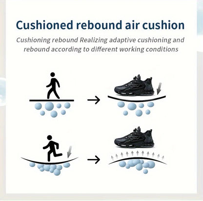 Rotating Button Safety Shoes Men Steel Toe Sneaker Air Cushion Work Shoes Man Puncture Proof Work Safety Boots Protective Shoes