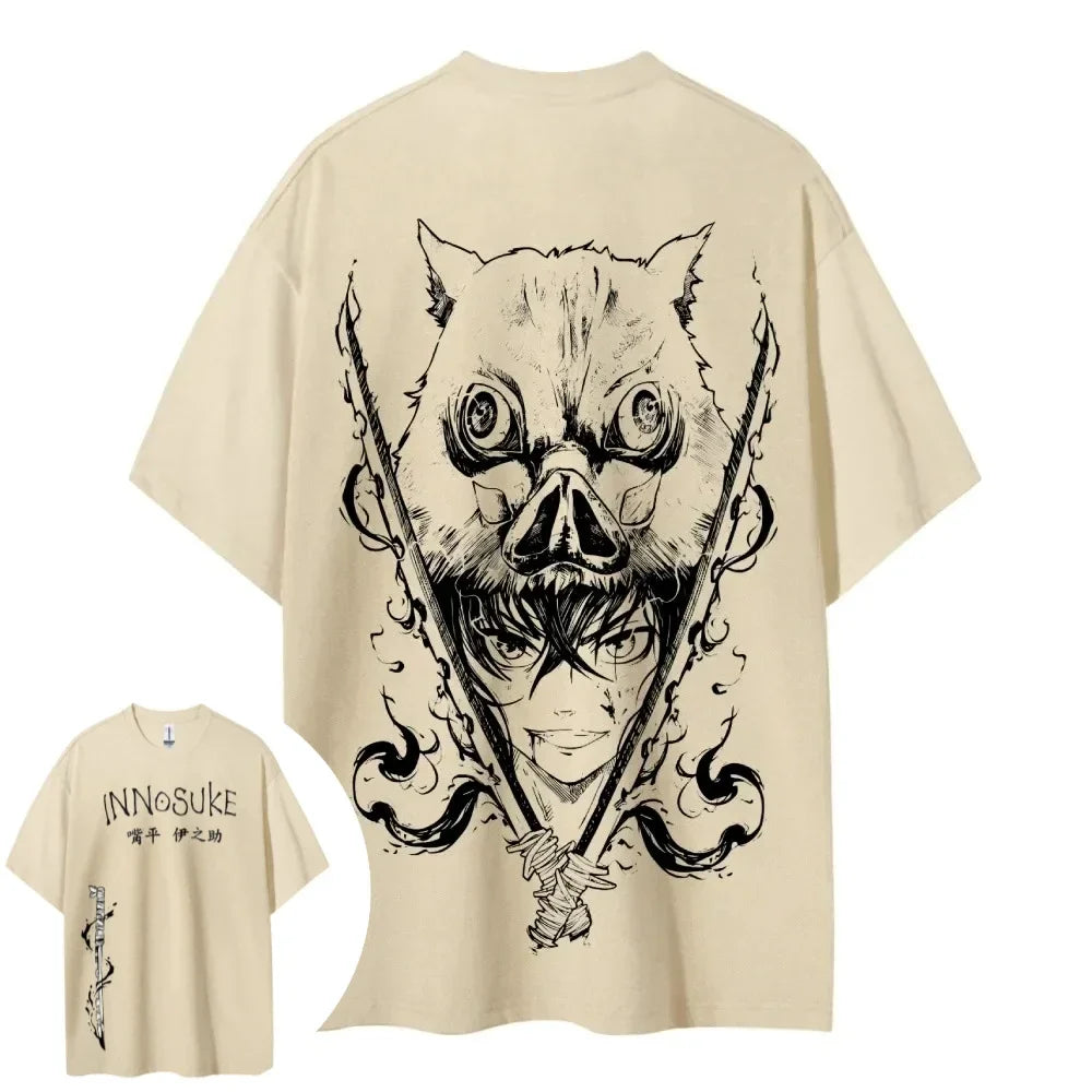 Demon Slayer Printed Short Sleeve Casual Summer Wear Men's Comfortable Clothing Men's Clothing Short Sleeve Half Sleeve Top