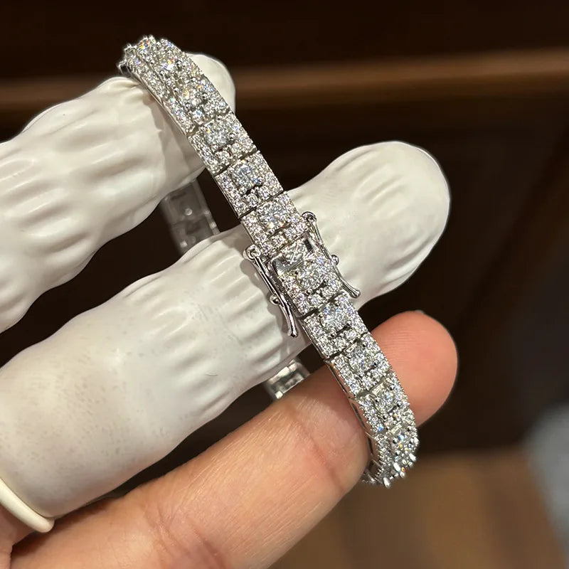 GRA Certified Full Moissanite Diamond Tennis Bracelet D Color For Woman Man 925 Silver Couple Chain Bangle Bracelets Gift