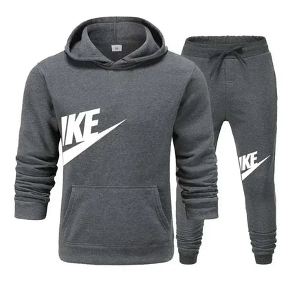 A new autumn and winter men's casual sportswear set of 2-piece hooded sweatshirt and long pants for outdoor fashionable jogging