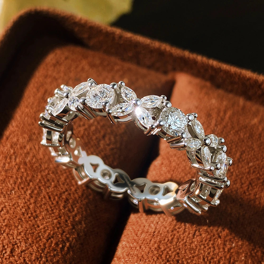 Moissanite Eternity Band Rings for Women Jewelry GRA Certified D Color VVS1 Lab Grow Diamond s925 Sterling Silver Ring