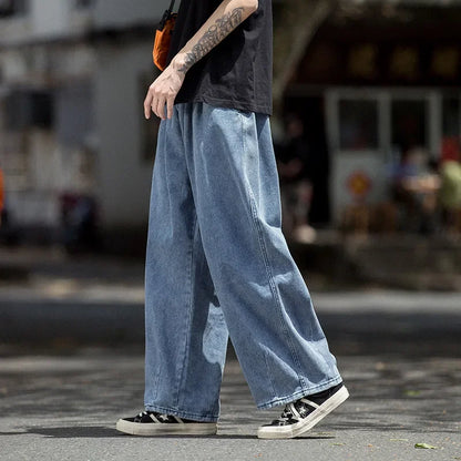 Men's Jeans Hip Hop Streetwear Skateboard Neutral Denim Trousers Men Jeans Wide Leg Denim Cargo Jean Pants Loose Straight Baggy