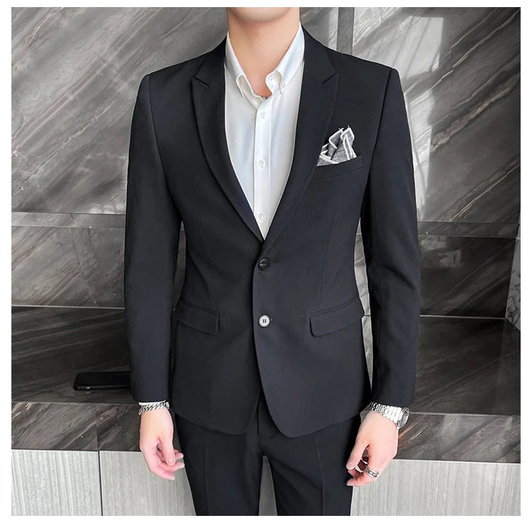 2025 Men's Business Suit Slim-fit Wedding Dress Two-piece Set M-4XL Stylish Handsome All-in-one Banquet Trousers