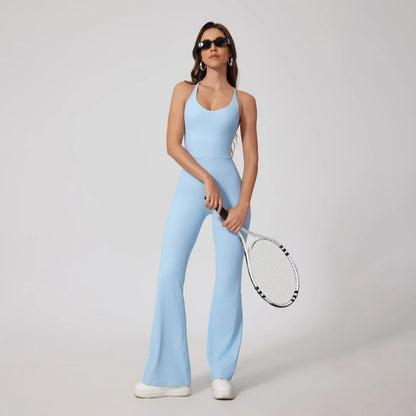 Seamless Yoga Jumpsuit Sets Beautiful Back Tight Hip Lift Trousers Micro Flared Trousers Outdoors Sports Fitness tracksuit Woman