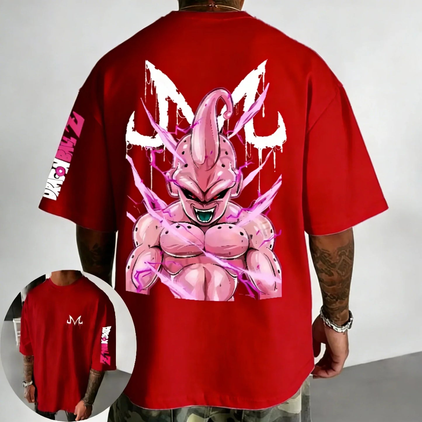 T-shirt Summer New Majin Buu Printed Men's Street Hip Hop Oversized Casual Short Sleeve Top
