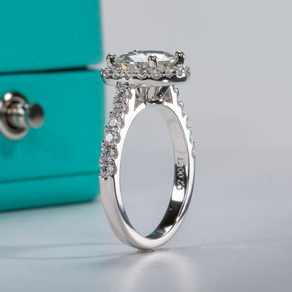 2 Carat D Color Moissanite Halo Engagement Ring For Women 925 Sterling Silver Wedding  Rings Fine Jewelry Wholesale