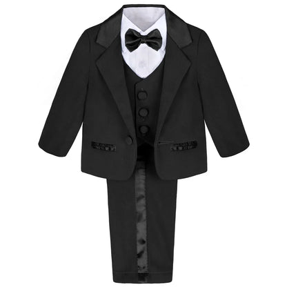Baby Boy Suit Set Wedding Infant Formal Outfit Toddler Ring Bearer Tuxedo Children Birthday Ceremony Performance Costume 4PCS
