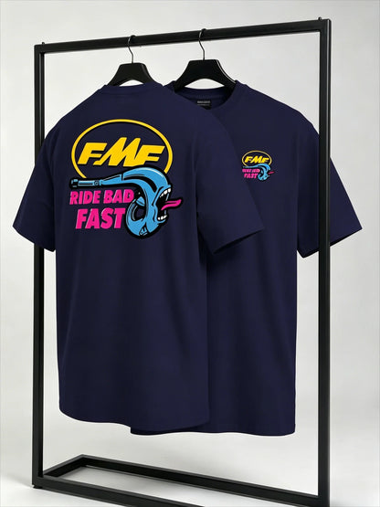 FMF Ride Bad Fast Motocross T Shirt for Men 100% Cotton Dirt Bike Racing Graphic Tee Casual Short Sleeve White 2026 New