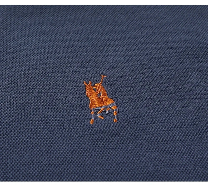 High end 100% cotton brand long sleeve T-shirt men's standing collar autumn fashionable embroidery Paul casual sports polo shirt