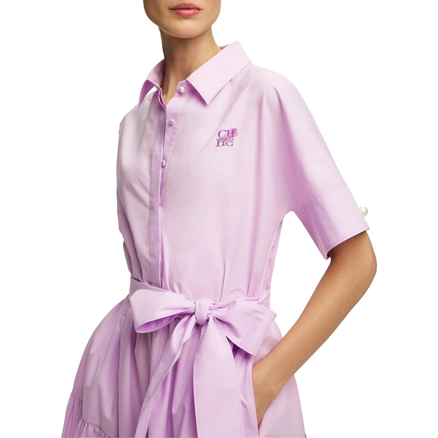 Women Dress Summer Office Lady Elegant Long Sleeve Solid Color Shirt Sundress Casual Loose Buttons Lace Up Dress