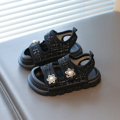 2025 Summer New Children Sandals Girls Elegant Princess Style Sandals Baby Anti-kick Foot Protection Sandals