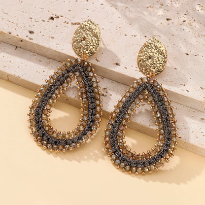 Big Water Drop Shape Drop Earrings For Women Colorful Beads Handmade Threading Crystal Long Earrings Jewelry Gift EA144
