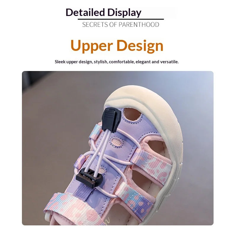 2026 New Kids Sport Sandals Children's Design Hollow-out Multicolor Sandals Soft Flat Strappy Sandals Girls Cute Beach Shoes
