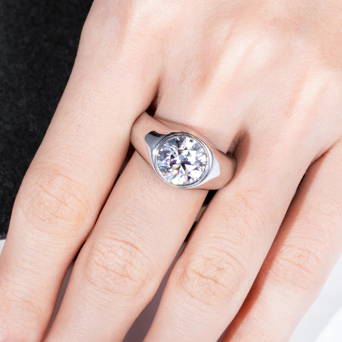 4ct D Color Moissanite Men Rings 18K Gold Plated  Silver Engagement Bezel Rings For Men Factory Jewelry Wholesale