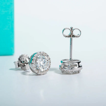 1cttw D Color Round Cut Moissanite Diamond  925 Sterling Silver Stud Earrings For Woman Jewelry Wholesale