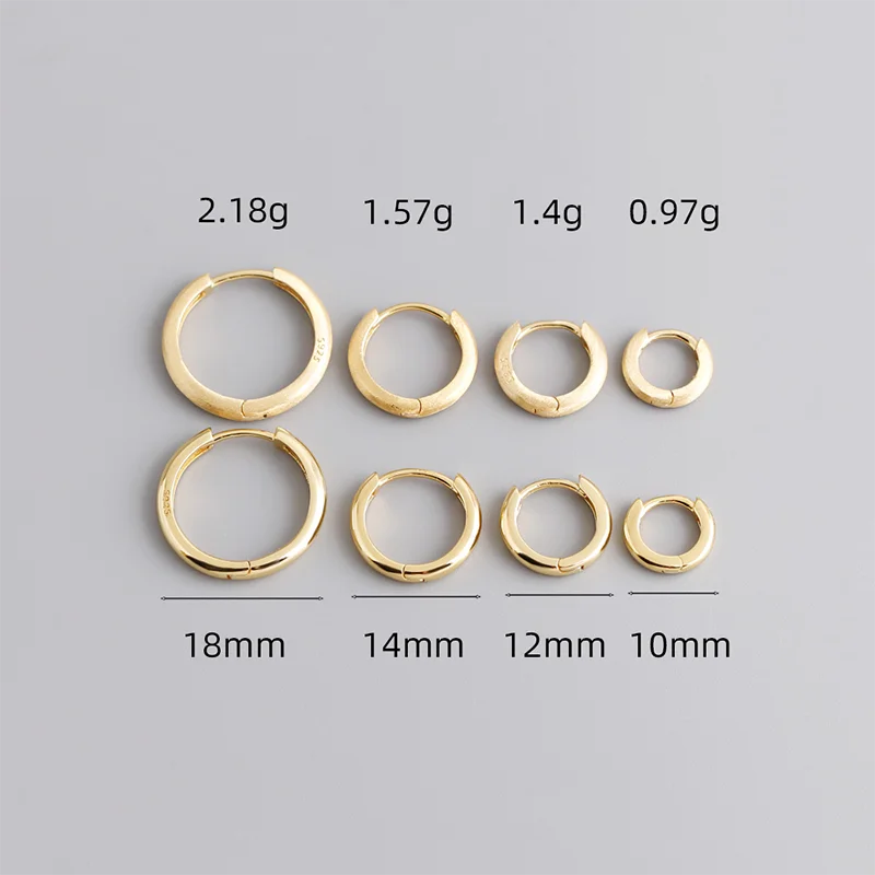 925 Sterling Silver Minimalist Matte Gothic Unisex Huggies Ear Hoop Earrings for Women Men Piercing Ear Buckle Jewelry
