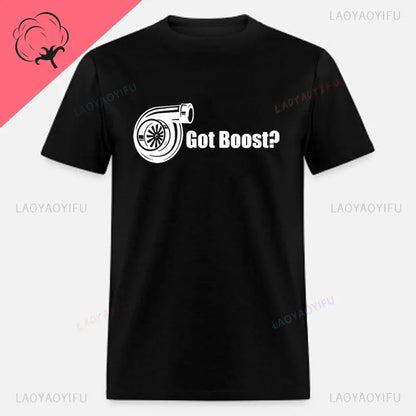 New Boost Turbo Engine Printing T-Shirt Car Parts Funny Mechanic Cotton Teemen 2024 Summer Fashion Top Personality Mans Clothing