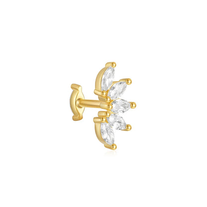 1PC 925 Sterling Silver Crown Horse Eye Zircon Heart Flat Head Cartilage Piercing Stud Earring For Women Claasic Earring