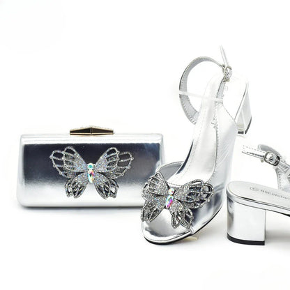 Conjunto de Sapatos e Bolsa Combinando para Festa Sapatos de Noiva Italiana e Conjunto de Bolsa para Festa Sapatos Femininos de Luxo Designer para Mulheres