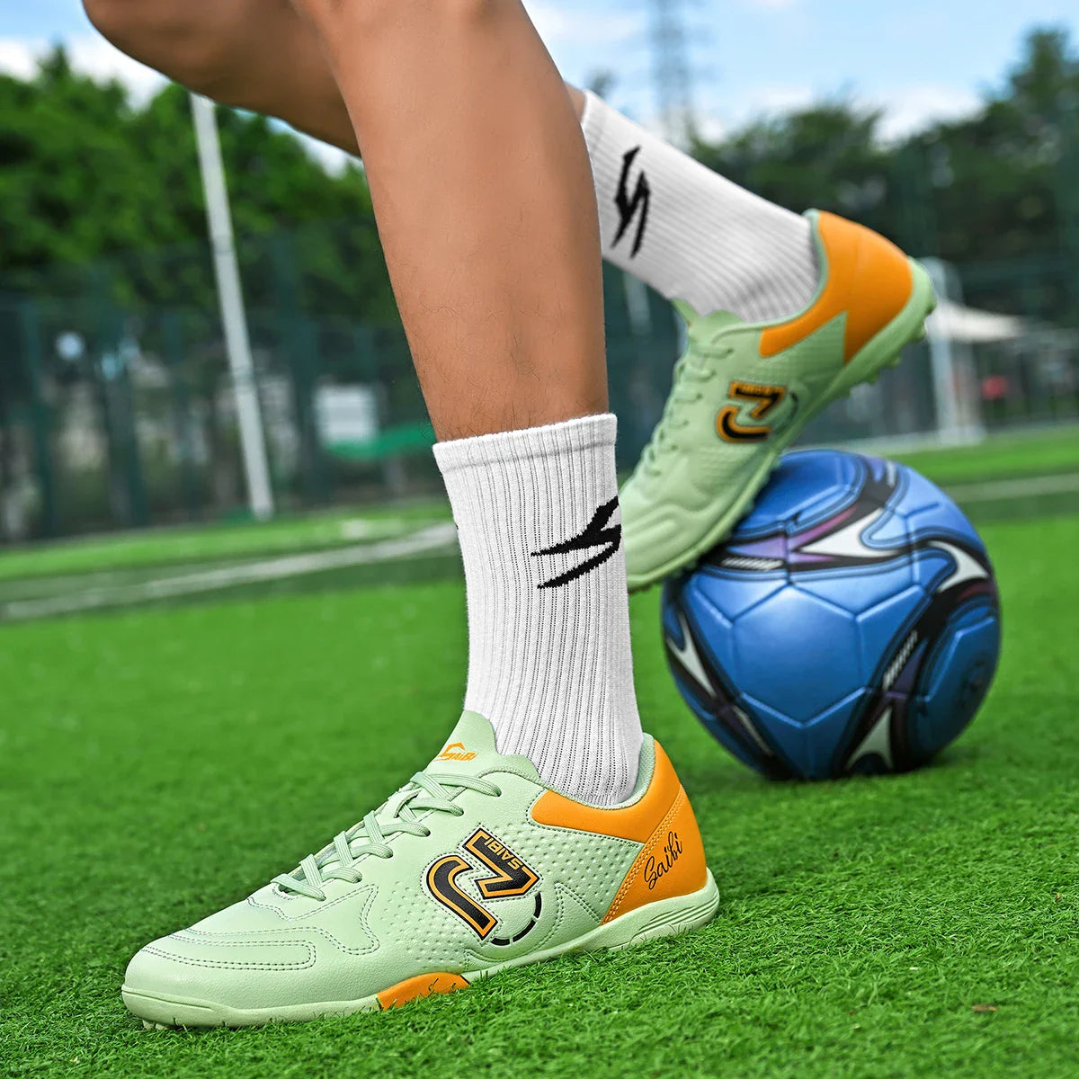 TF Turf Soccer Cleats for Kids Youth Men Women Breathable Non-Slip Training Shoes with PU Fabric Rubber Sole