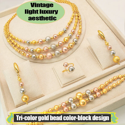 2025 New Multi Layer Women Jewelry Set Matte Frosting Texture Round Beads Necklace Set For Bridal Wedding Jewellwey Gift