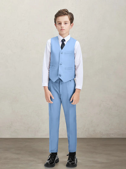 Boys Suit 4-piece Vest Pants Shirt Tie Random Casual Fashion Outdoor Activities Competition Family Party Birthday Gift