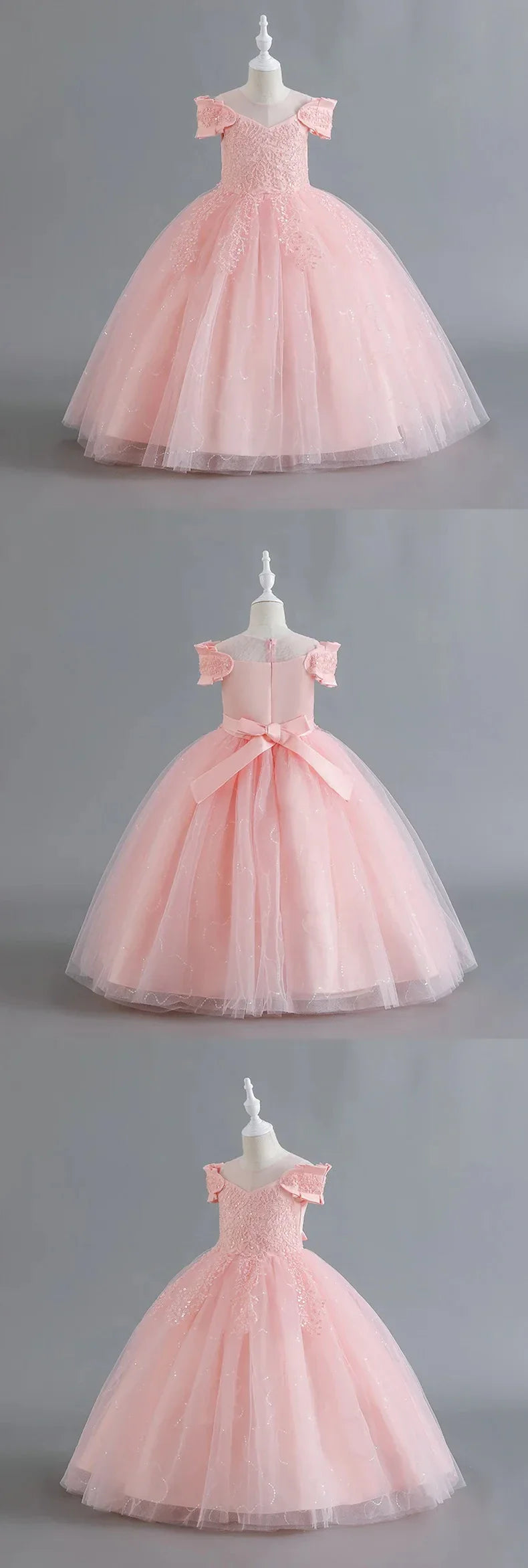 Flower Girl Lace up Dress Wedding Kids flowers First Communion Ball embroidery Festival Party Dress 12Y
