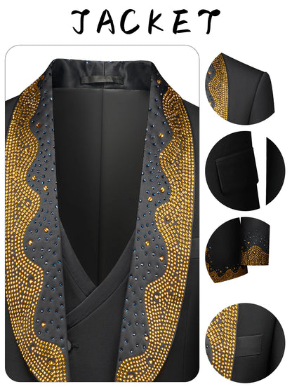 Luxury Wedding Suit For Fashion Men Beaded Slim Fit Groom Tuxedo Gentleman Party Suit 3 Pieces (Jacket+Pants+Vest) 2025