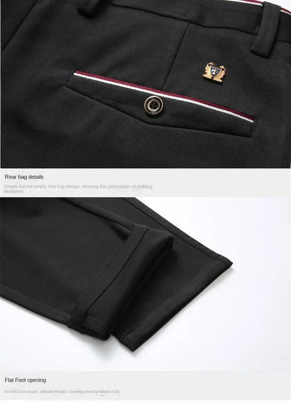 Stylish Black Dress Pants for Men Comfortable Casual Trousers Four-Season Korean Business Suit Pants Male Stretch Slim-Fit Pants