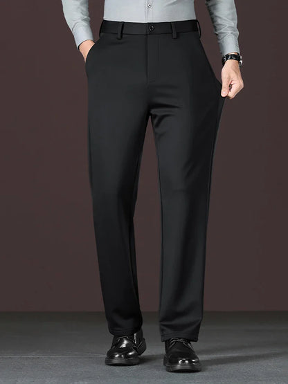 Men's New Loose Straight Leg Elastic Formal Pants, Business Tiger Head Western Style, All Seasons, Casual & Formal Wear