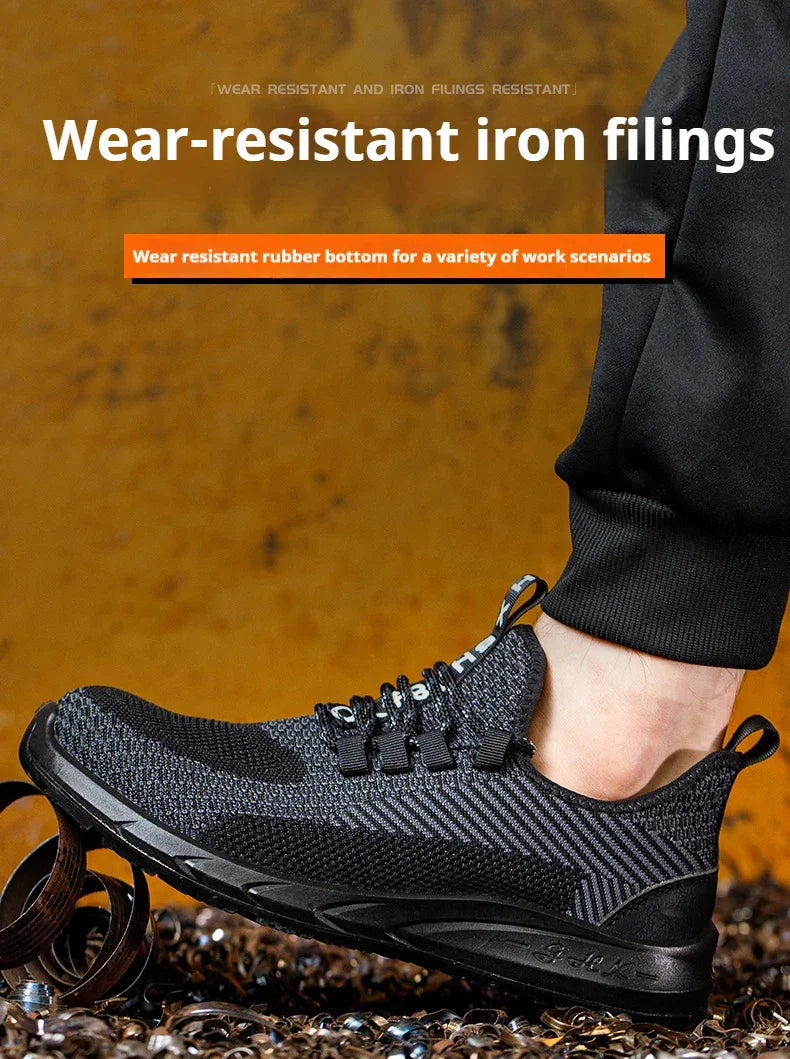 Anti-smash Men Steel Toe Work Shoes Lightweight Breathable Work Sneaker Indestructible Protective Boots Non Slip Work Shoes