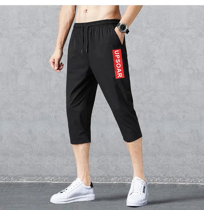 2024 Summer Men's Shorts Breathable Stretched Nylon Ice Silk 3/4 Short Capris Pants Sports Breeches Plus Size Casual Shorts Male