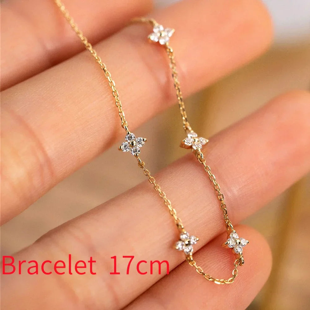 100% 925 Sterling Silver Turquoise Crystal Petal Patter Pendant Necklaces For Women Delicate Wedding Jewelry Collar Mujer