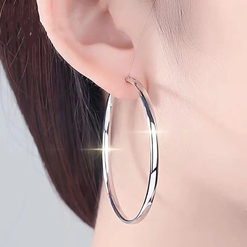 925 Sterling Silver Hoop Earrings For Women 18K Gold Plated Jewelry Dazzling Women's Hoops Earrings Christmas Gifts