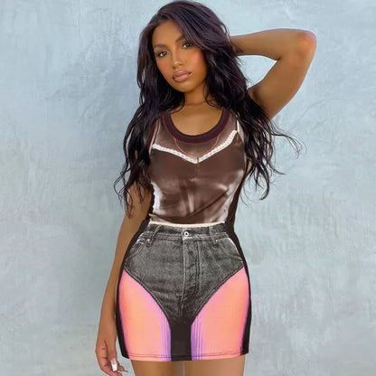 Fashion Women Tie Dye 3D Print Mini Skinny Skirt Female Summer Wrap Hips Skirt Ladies Sexy Streetwear Elestic Pencil Skirts