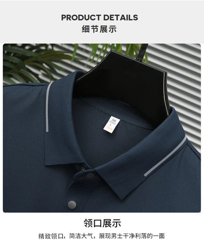 Men's Seamless Knit Polo Shirt - Summer Short Sleeve, Stretch Polyamide Spandex Blend Business Casual T-shirt