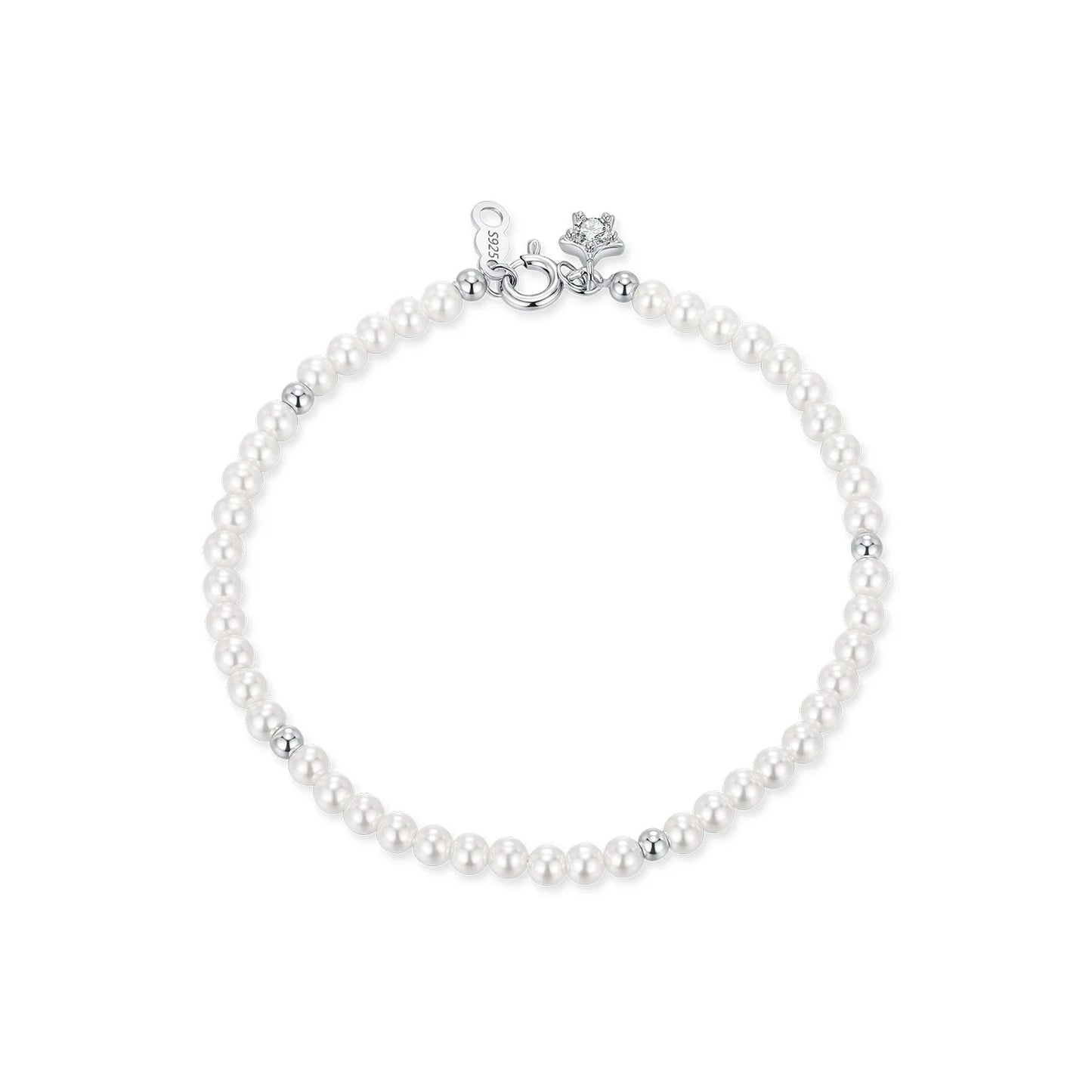Elegant Pearls Beaded Bracelet 925 Sterling Sliver Sweet Shining Star CZ Bracelet For Women Fine Jewelry Gifts