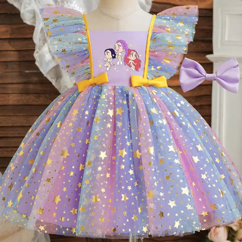 Baby Prinsess Dress Girls Birthday Party Dresses Kids Children Sleeveless Tulle Tutu Clothings 1-5Y