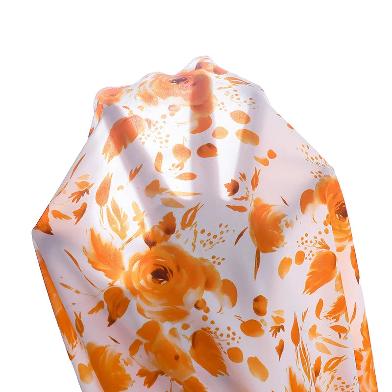 Girls 8-12 Orange Floral Summer Casual Dress, Front Spaghetti Strap Bow Decor Ruched Waist & Tiered Skirt, Daily Kids Outfit