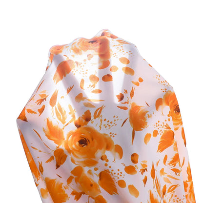 Girls 8-12 Orange Floral Summer Casual Dress, Front Spaghetti Strap Bow Decor Ruched Waist & Tiered Skirt, Daily Kids Outfit