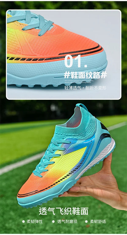 Mens Soccer Shoes TF/FG High Ankle Football Boots Kids Women Outdoor Sports Shoes Multicolor Training Match Athletic Sneakers