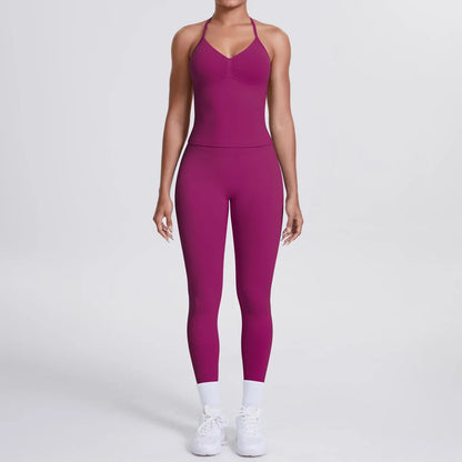 2 Piece Yoga Clothes Women Tracksuit Athletic Wear Pilates Fitness Suit Gym Workout Push Up Clothes Sports Bra Leggings Suit