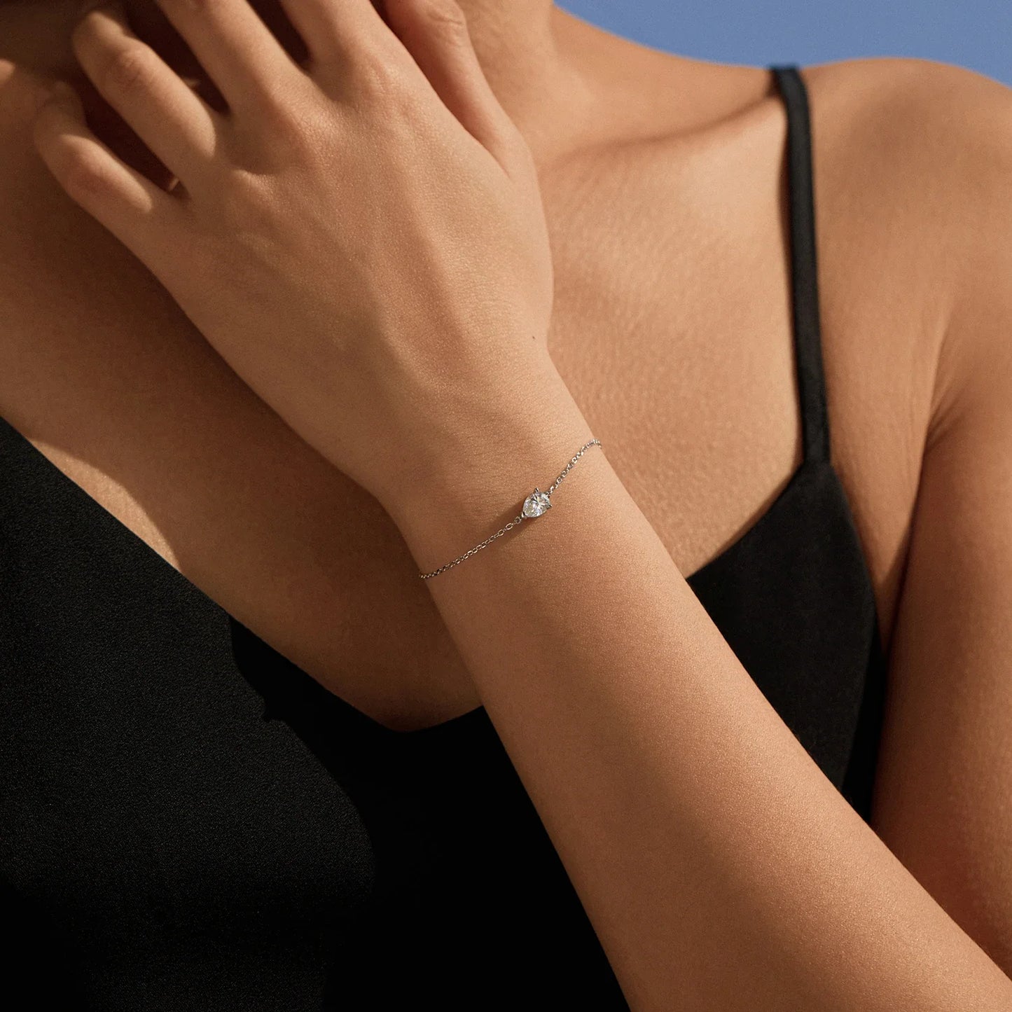 D Color Moissanite 925 Sterling Silver Luxury Lab Diamond Water Drop Link Chain Bracelet For Women Wedding Fine Jewelry