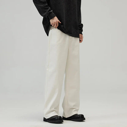 Men Baggy Wide Leg Jeans 100%Cotton Spring Casual Denim Pants Loose Straight Comfort Breathable Fashion Streetwear Male Trousers