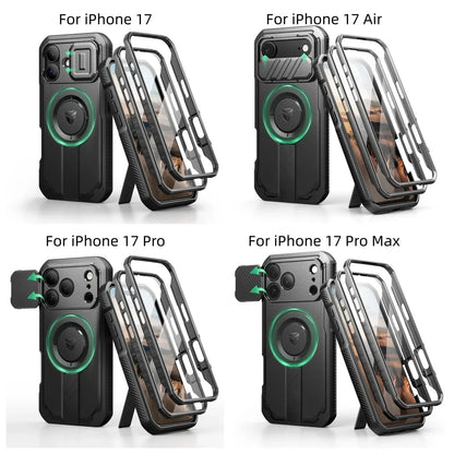 For iphone 17 Series case with Camera Cover & Adjustable Kickstand Compatible With MagSafe Shockproof  Magnetic Protective Cover