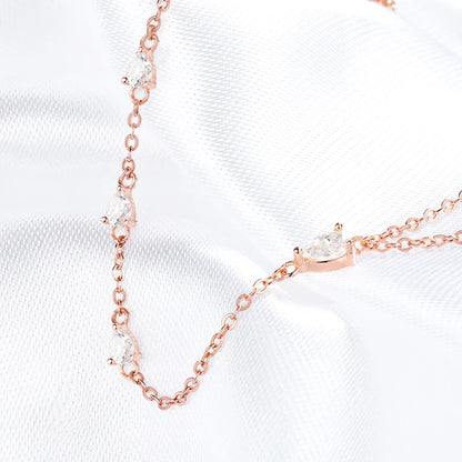 Pear Cut Genuine Moissanite Bracelets for Women Girls Luxury Chain Lab Diamond S925 Sterling Silver Plated 18K Jewelry