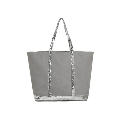 Multi-purpose Canvas Tote Bag with Sequins, Large Capacity for Women's Daily Use