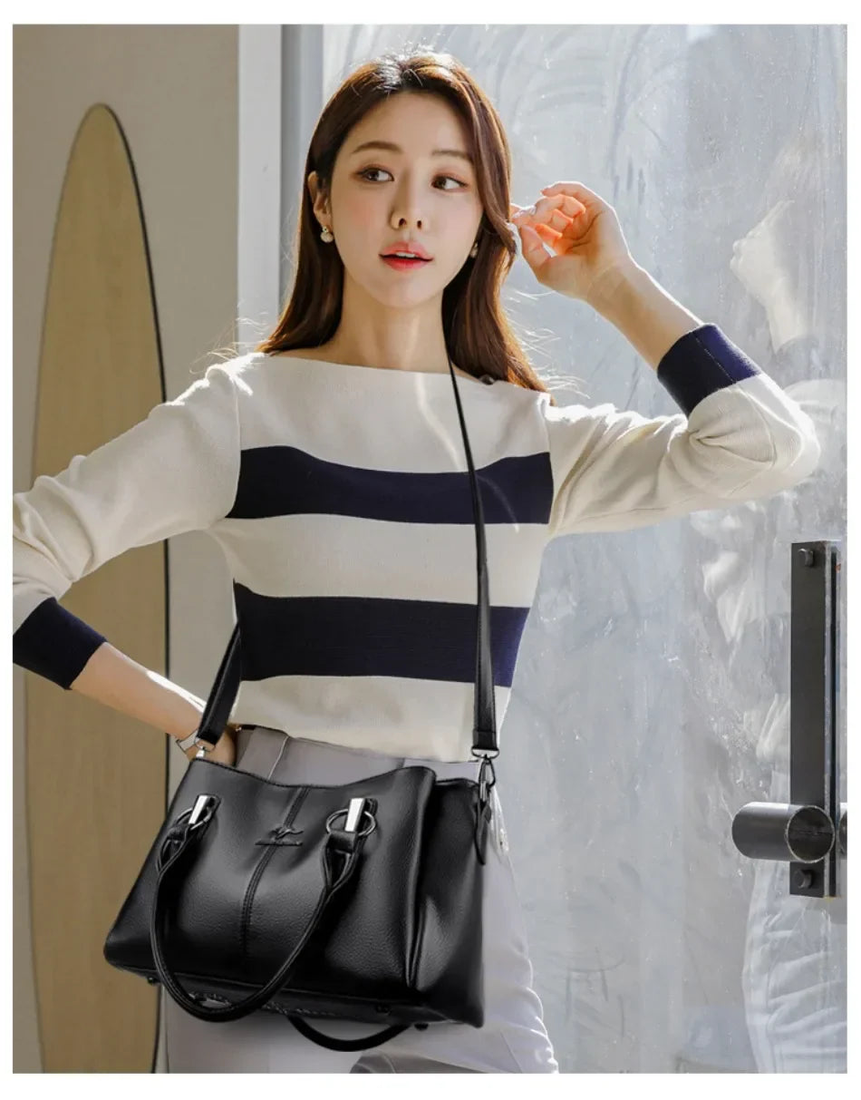 Genuine Fashion 3 Layers Luxury Handbags Women Bags Designer HIgh Quality Leather Crossbody Bags for Women 2024 Shoulder Bag
