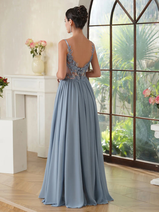Fairy 3D Flower Lace Prom Dresses Luxury Beads Stones Straps Fish Bones Illusion Waist Evening Dress for Wedding Party